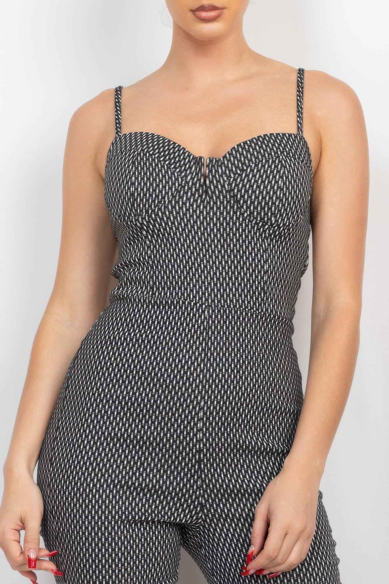 Plaid Sleeveless Zippered Jumpsuit