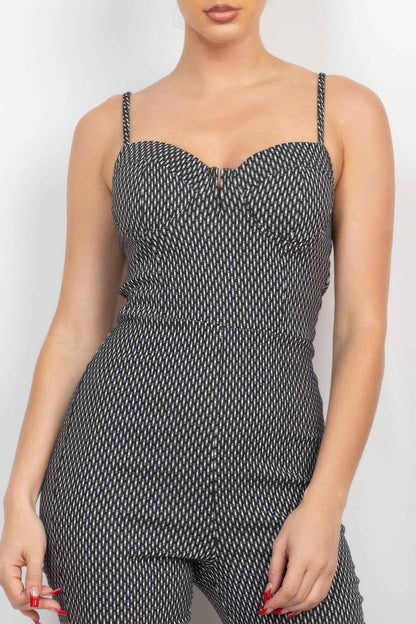 Plaid Sleeveless Zippered Jumpsuit