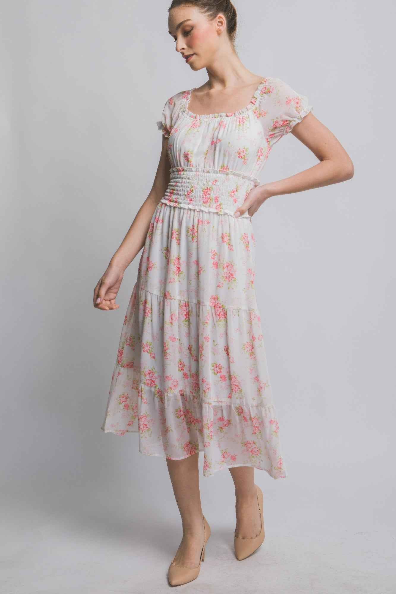 Short Sleeve Floral Maxi Dress