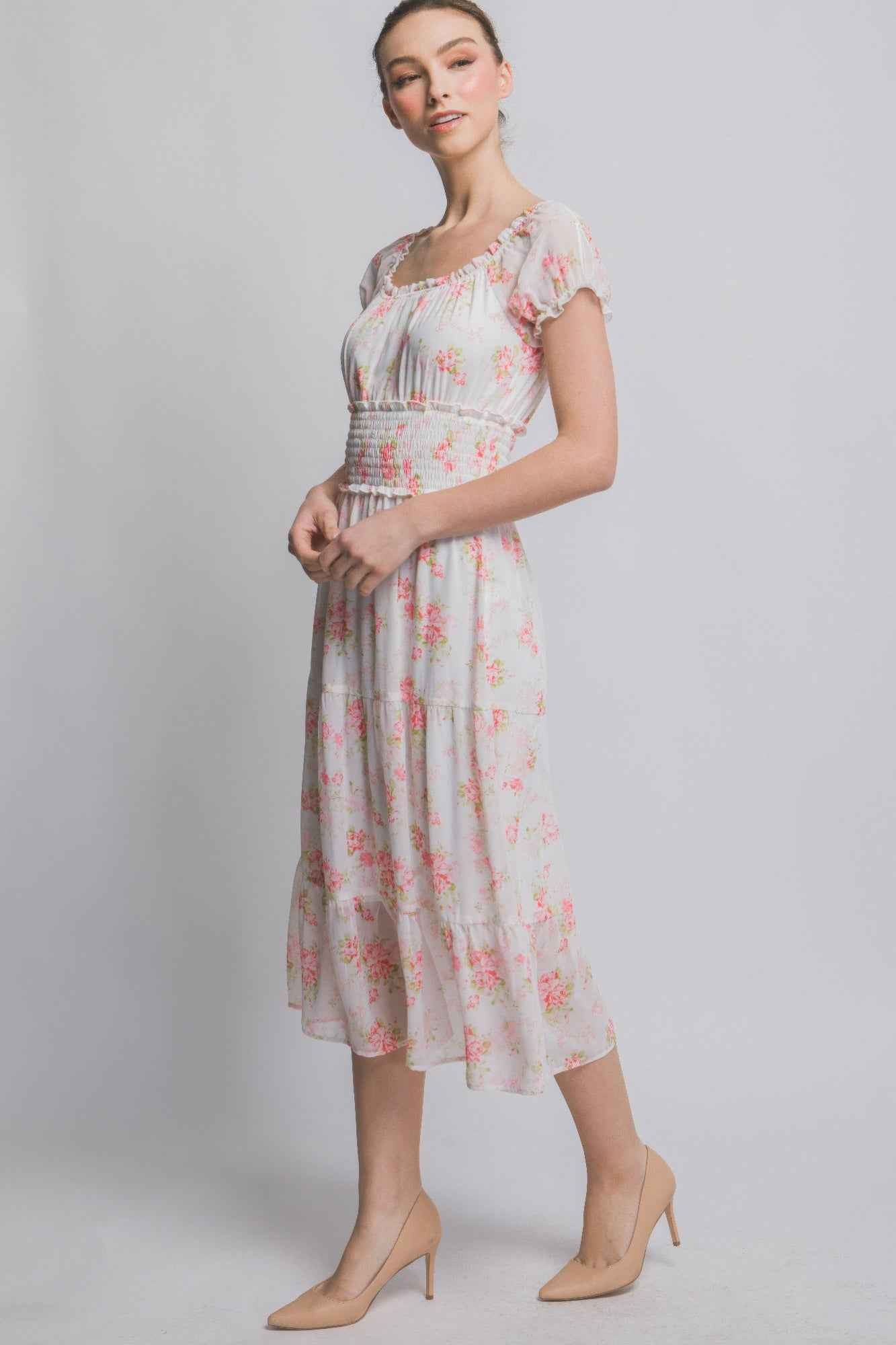Short Sleeve Floral Maxi Dress