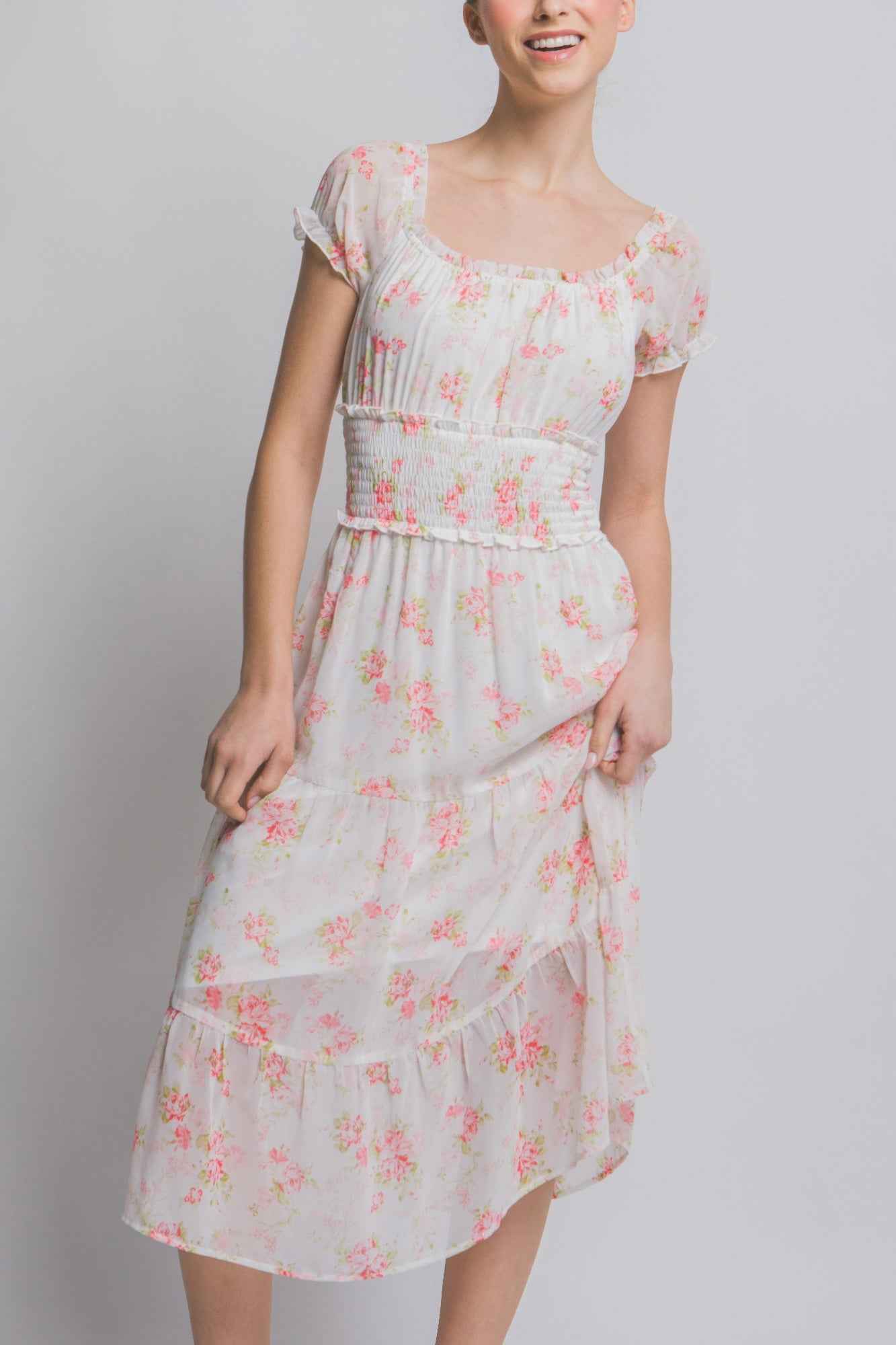 Short Sleeve Floral Maxi Dress