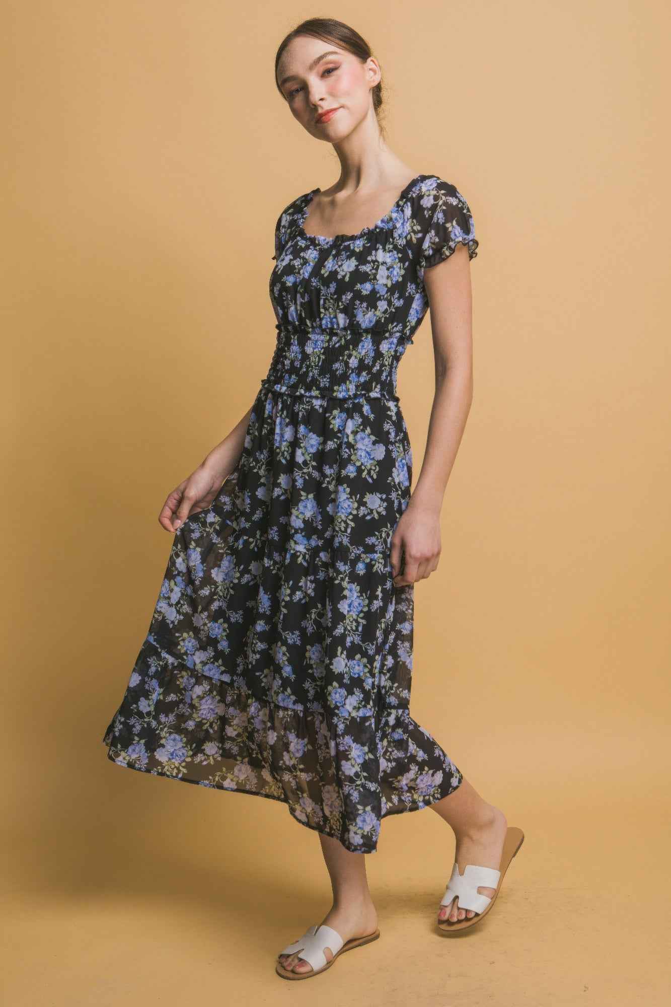 Short Sleeve Floral Maxi Dress