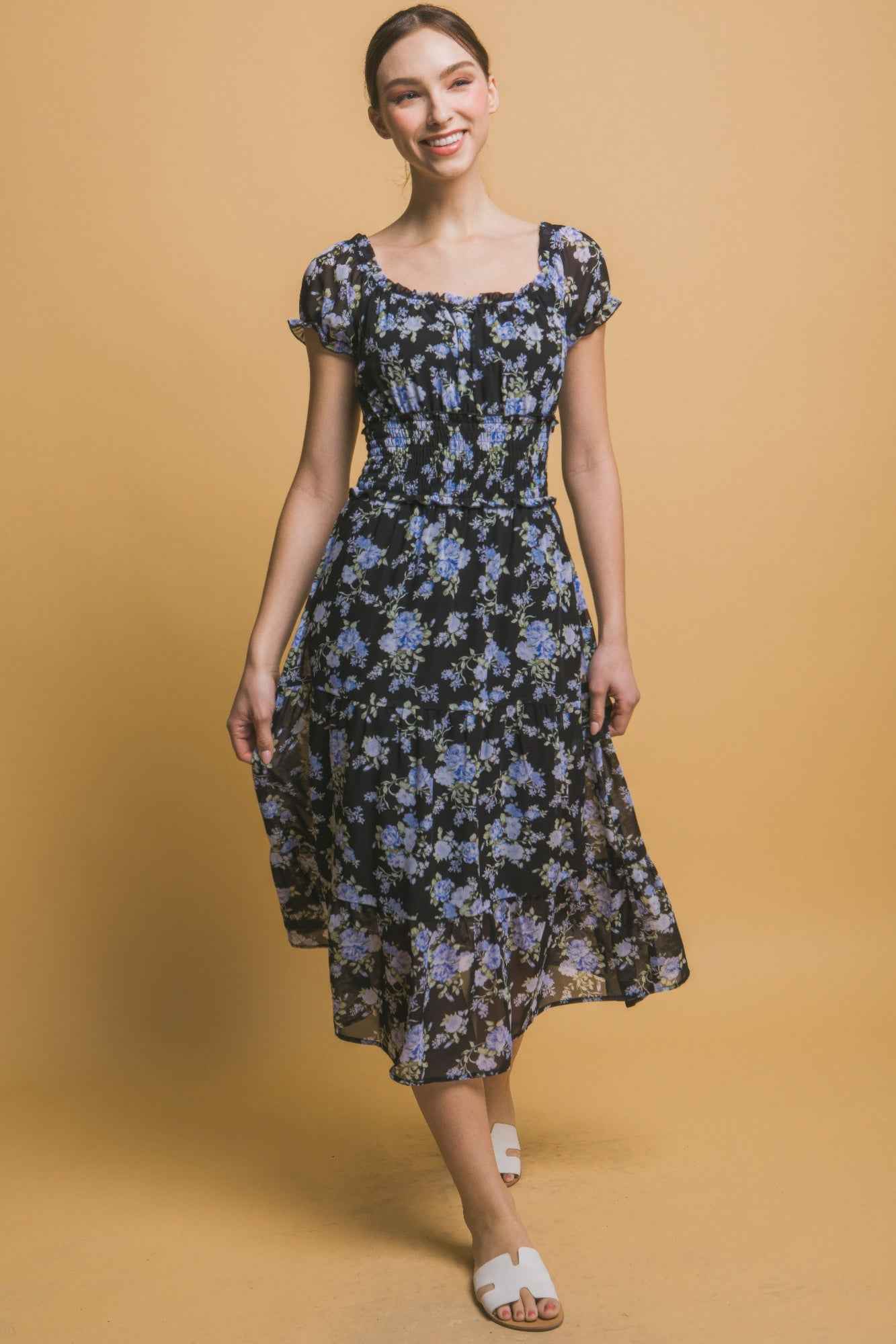 Short Sleeve Floral Maxi Dress