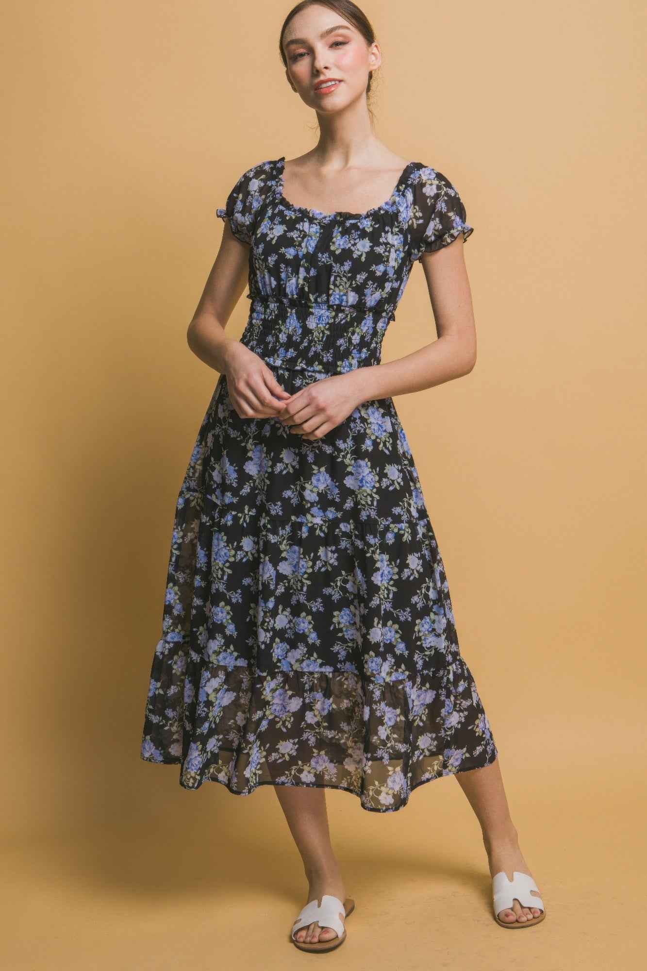 Short Sleeve Floral Maxi Dress