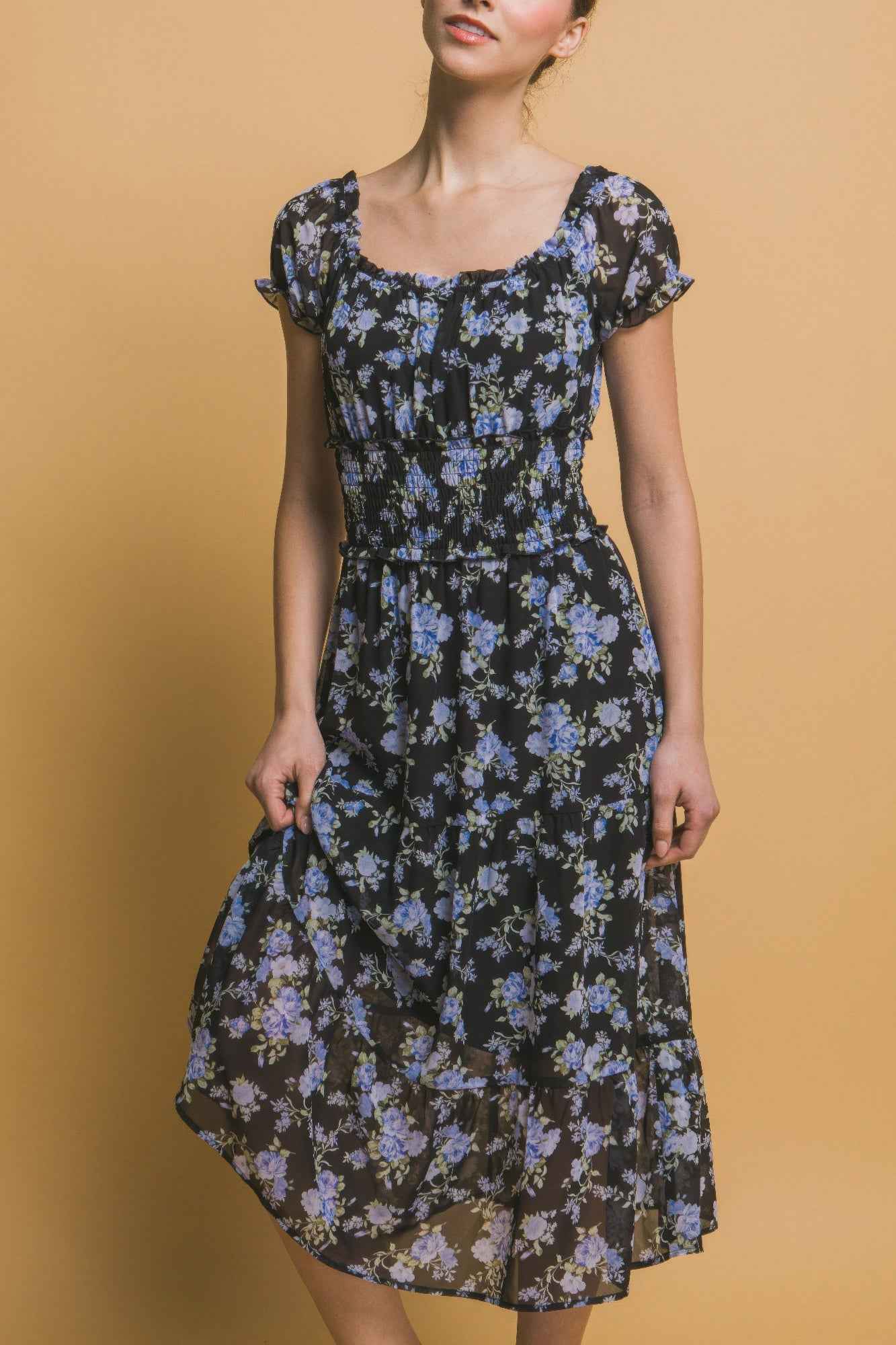 Short Sleeve Floral Maxi Dress