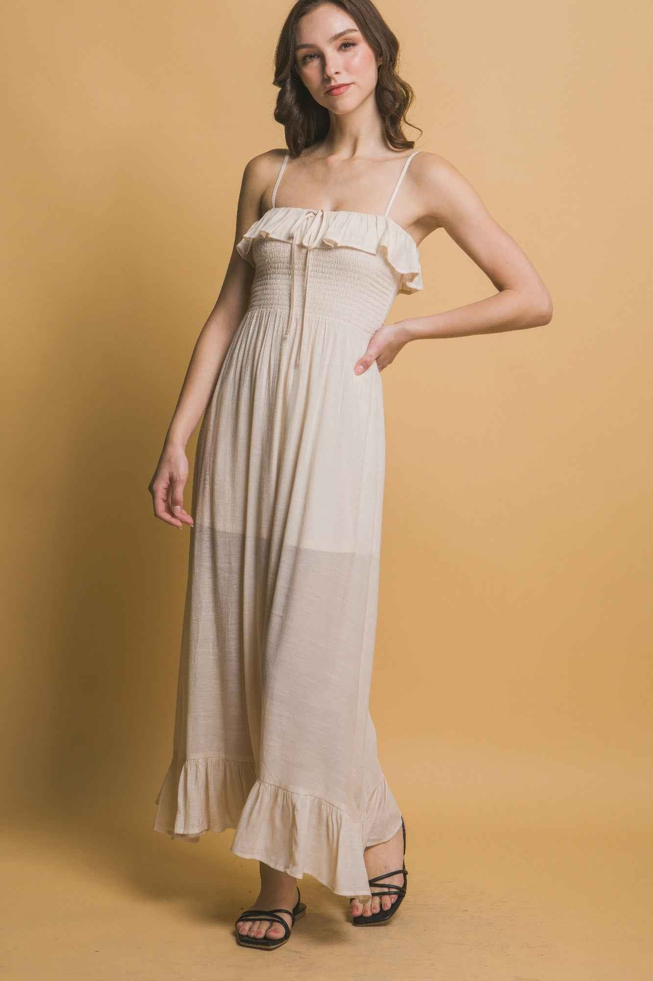 Smocked Ruffle Maxi Dress