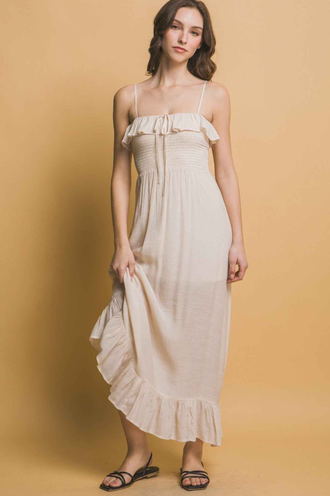 Smocked Ruffle Maxi Dress