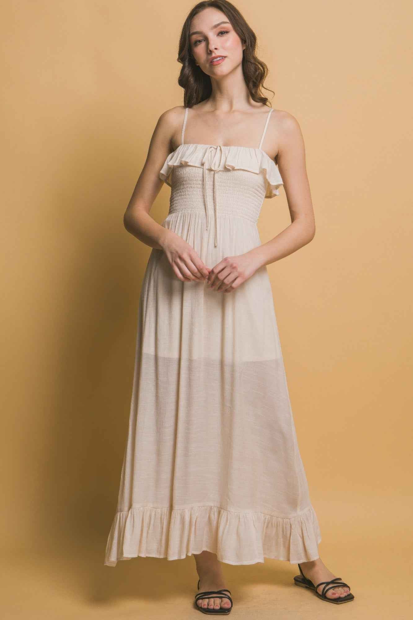 Smocked Ruffle Maxi Dress