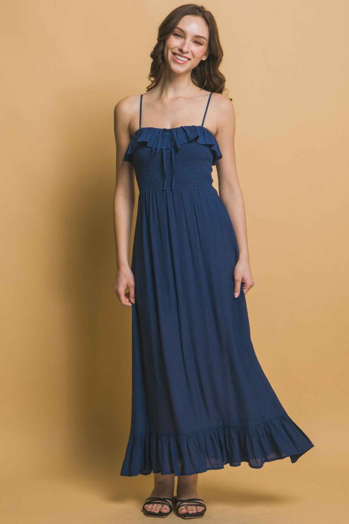 Smocked Ruffle Maxi Dress