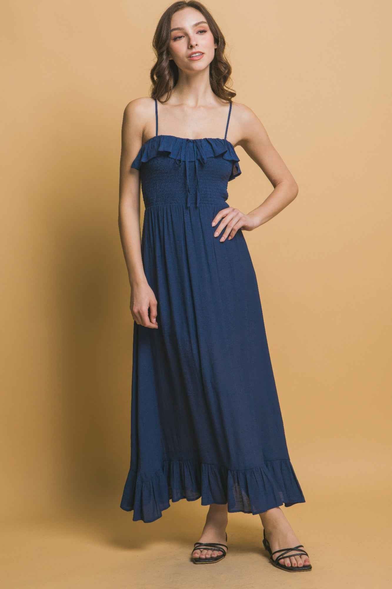 Smocked Ruffle Maxi Dress