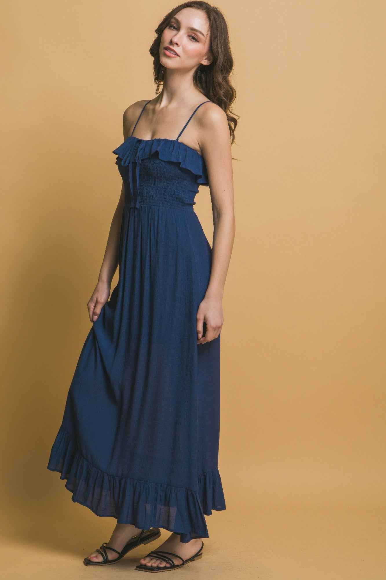 Smocked Ruffle Maxi Dress