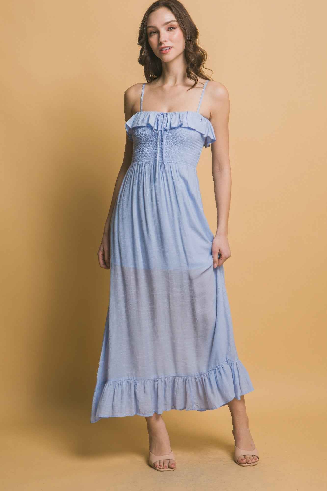 Smocked Ruffle Maxi Dress