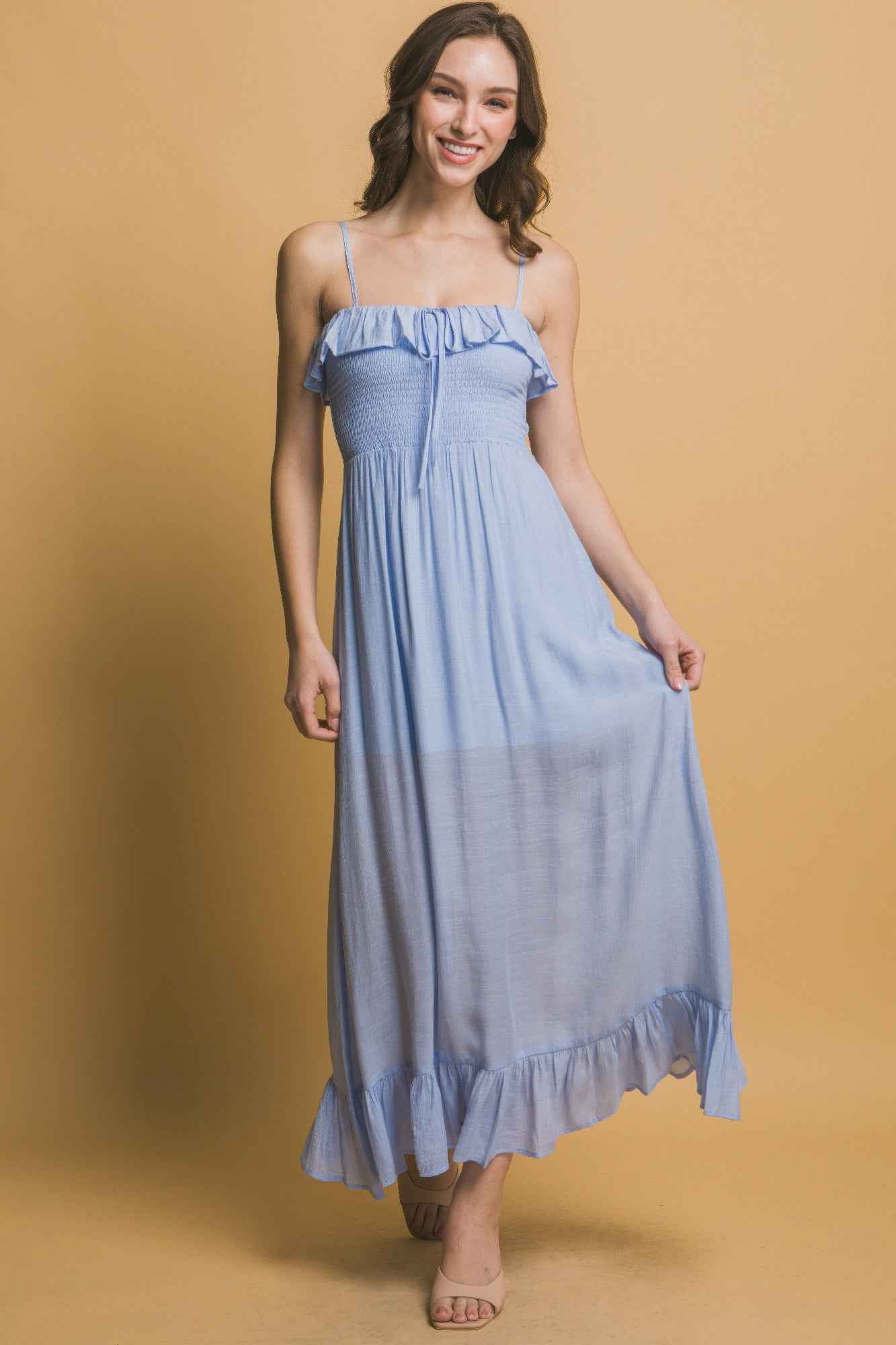 Smocked Ruffle Maxi Dress
