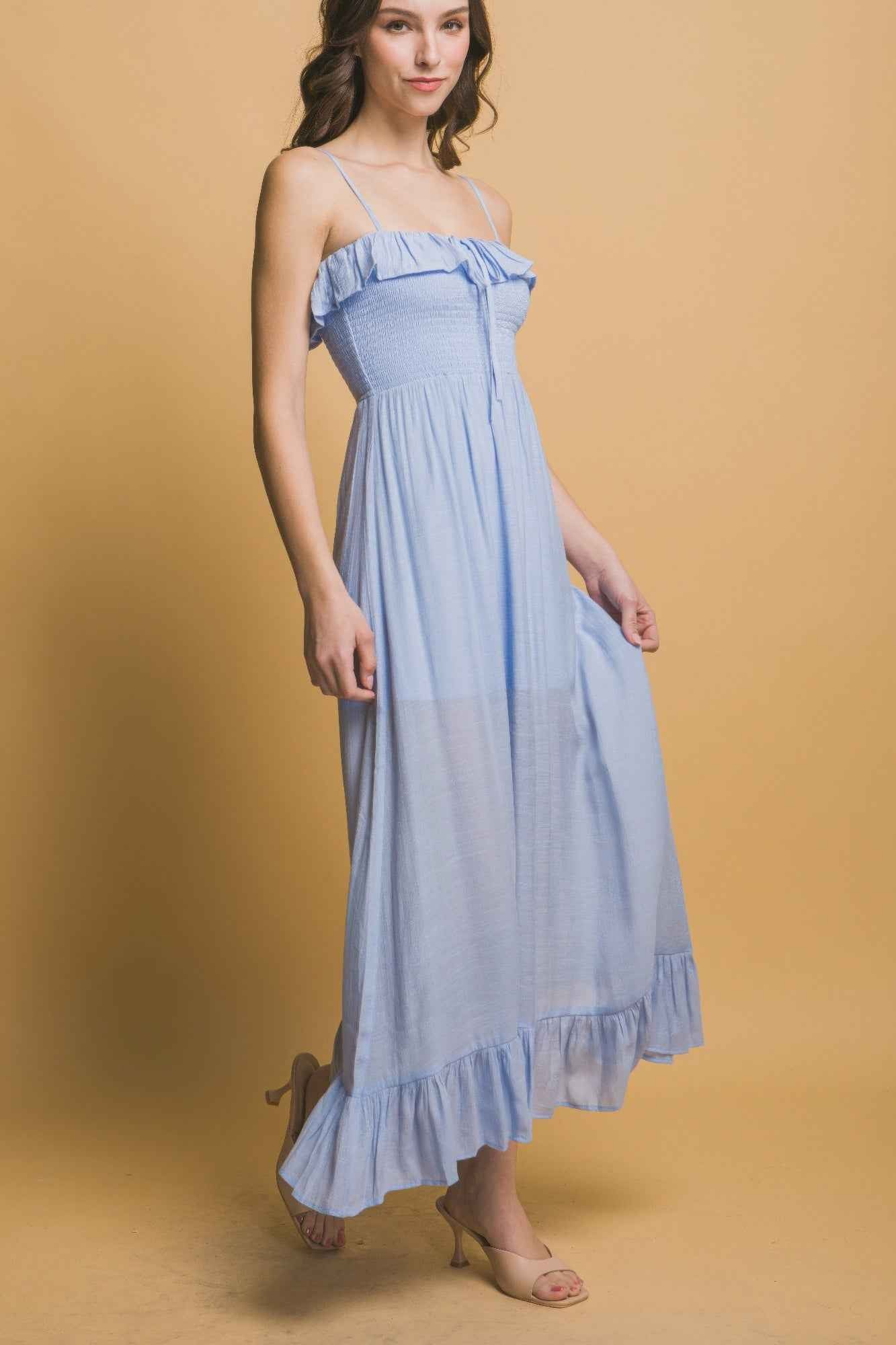 Smocked Ruffle Maxi Dress