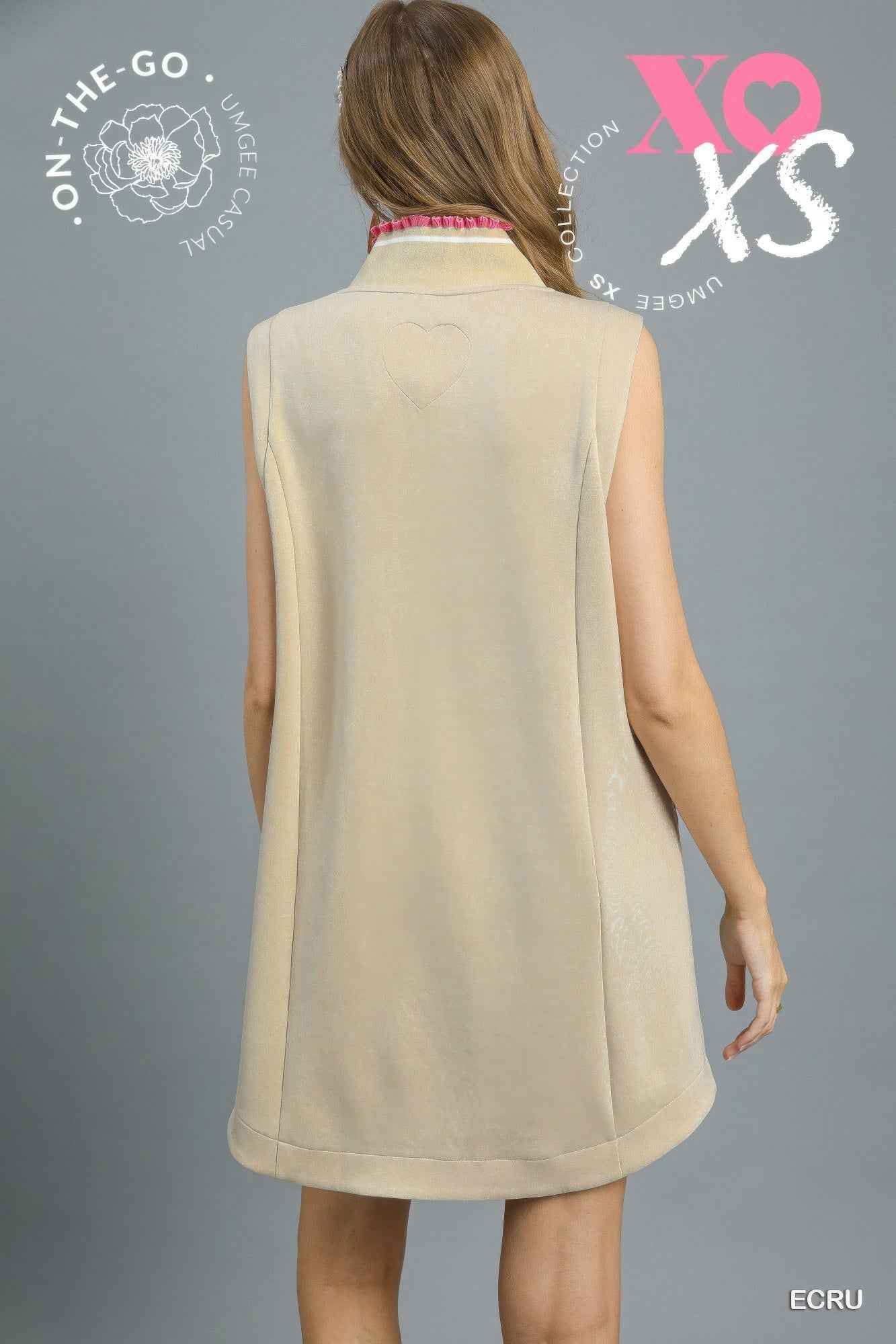 Luxeknit Sleeveless Ruffle Trim Pocket Dress