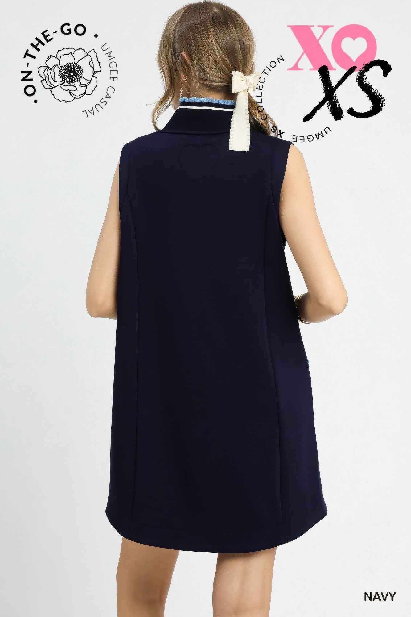 Luxeknit Sleeveless Ruffle Trim Pocket Dress