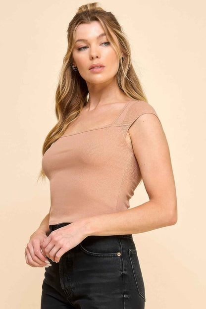Square Neck Cap Sleeve Top