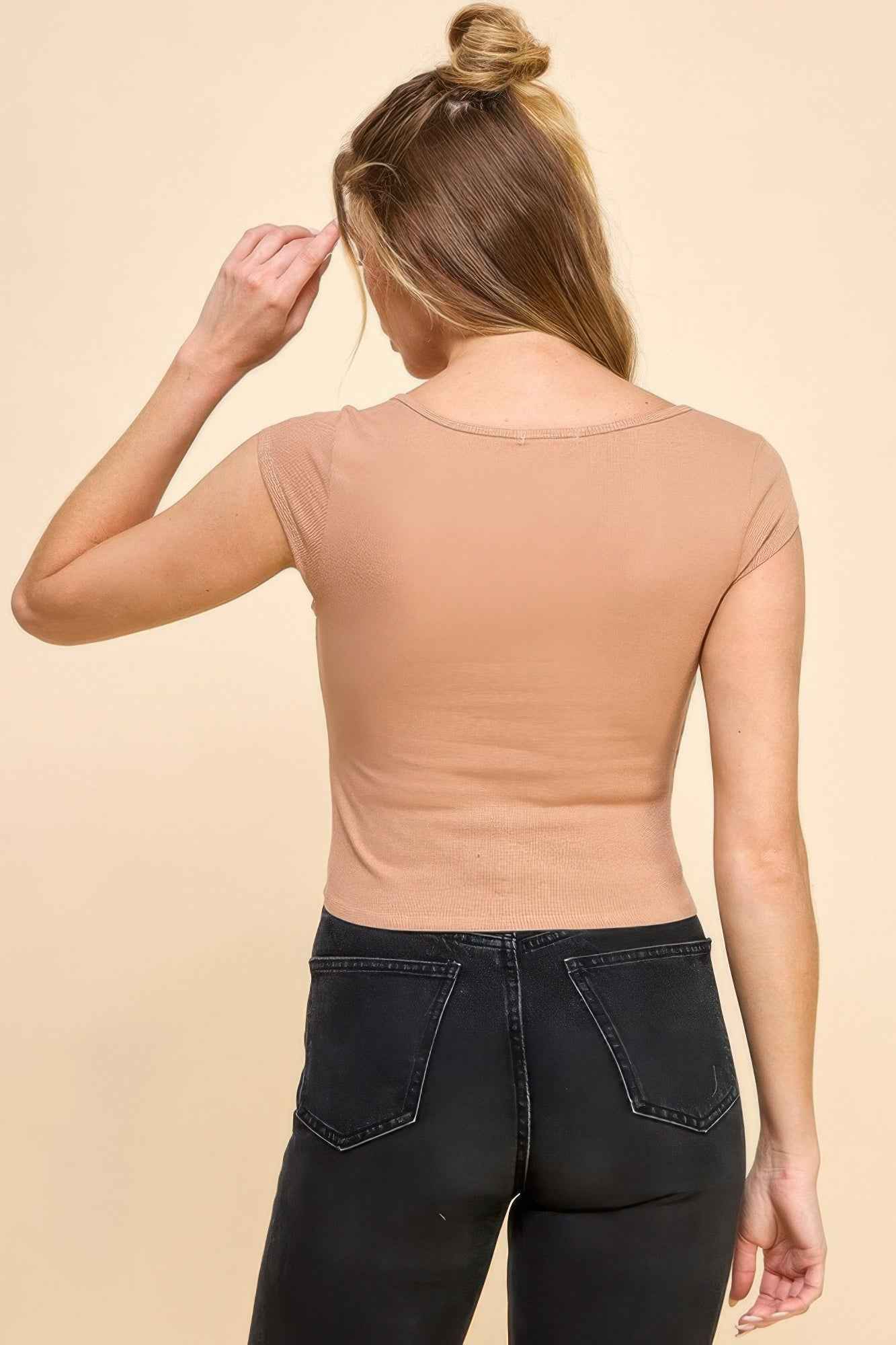 Square Neck Cap Sleeve Top