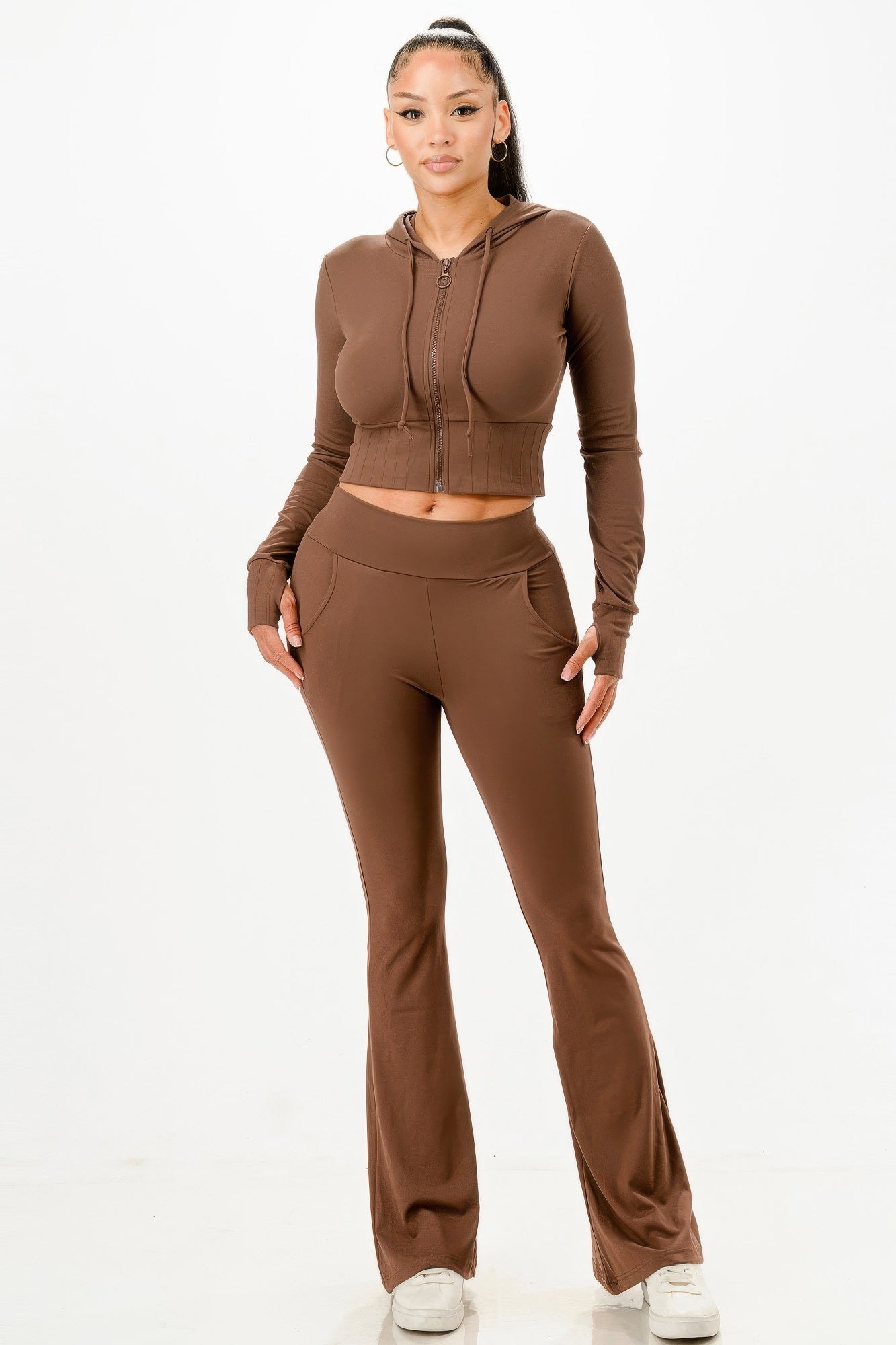 Butter Soft Crop Hoodie And Flare Pants Set - It's a Girly Place