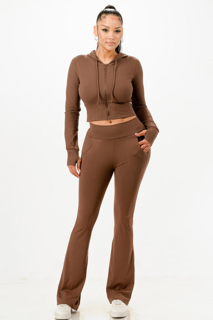 Butter Soft Crop Hoodie And Flare Pants Set - It's a Girly Place