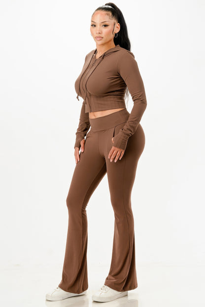 Butter Soft Crop Hoodie And Flare Pants Set - It's a Girly Place