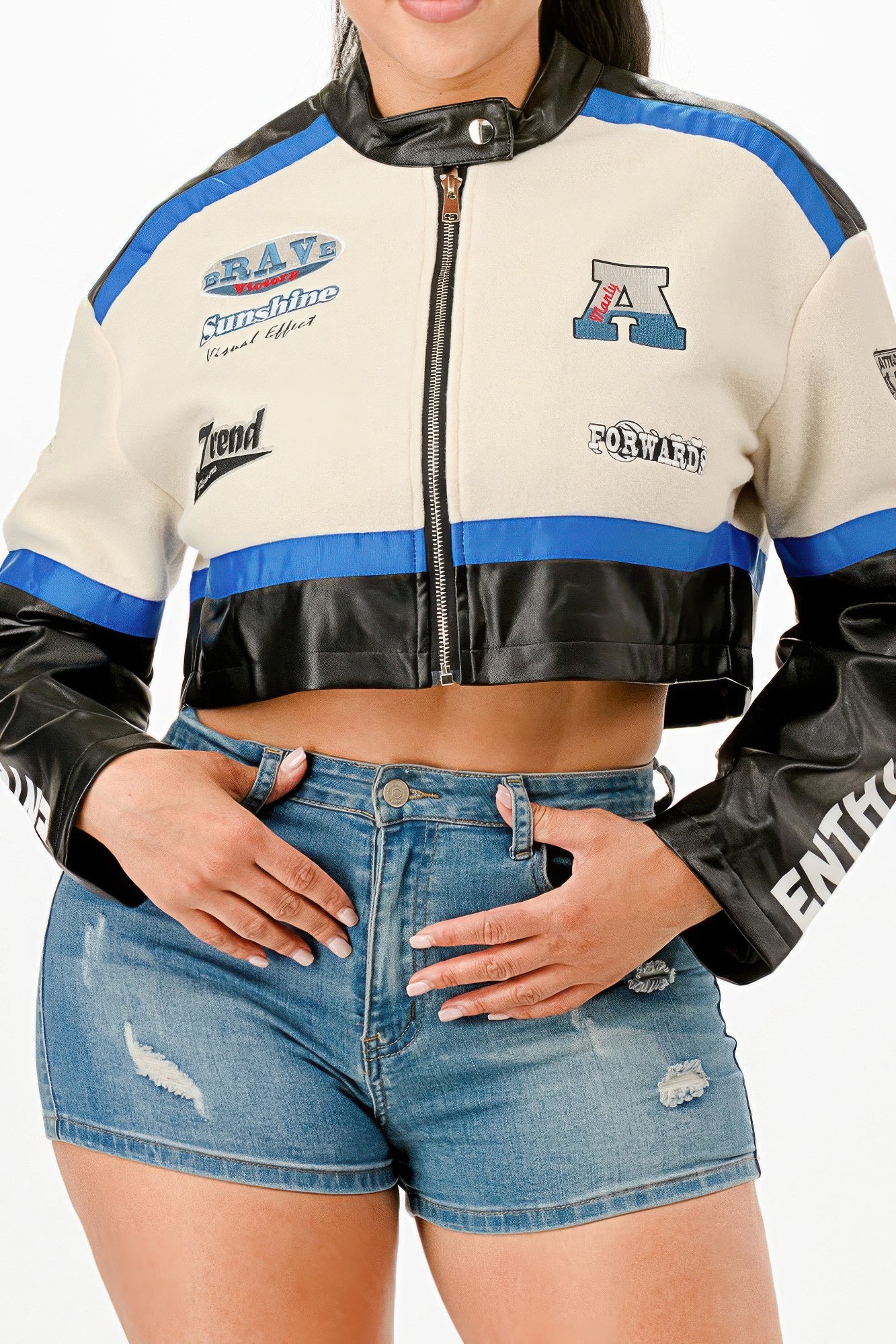 Colorblock Crop Jacket - It's a Girly Place