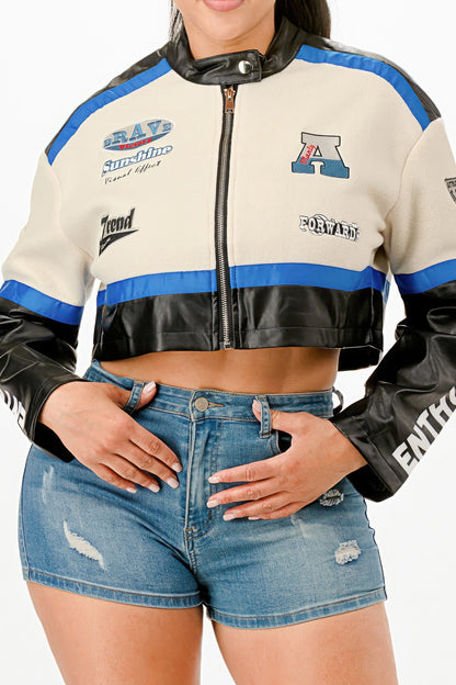 Colorblock Crop Jacket - It's a Girly Place