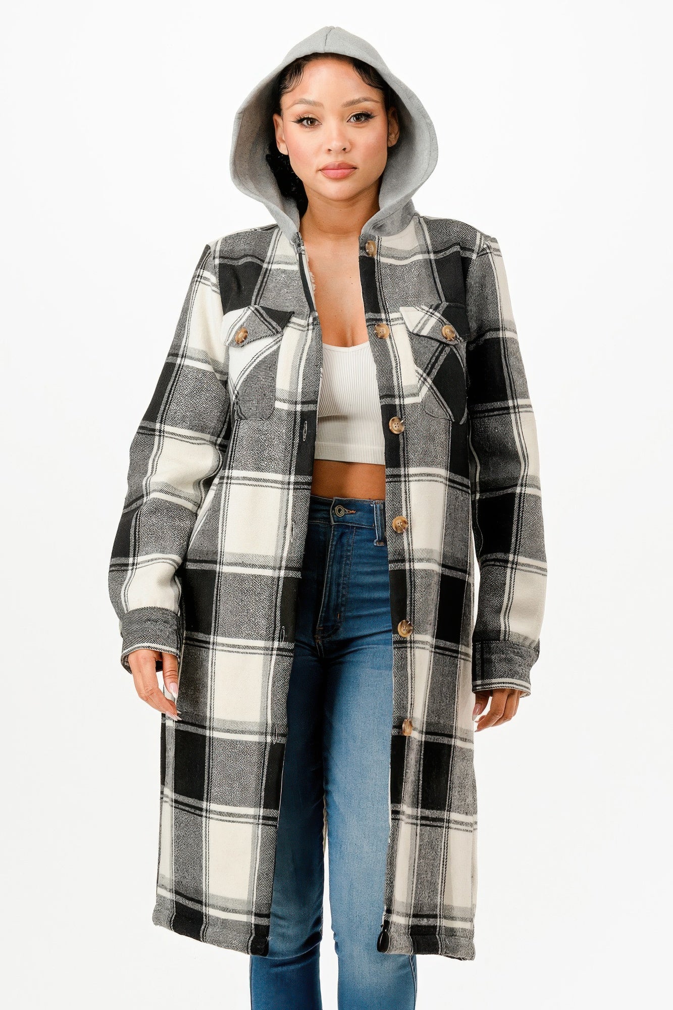 Hooded Plaid Coat - It's a Girly Place