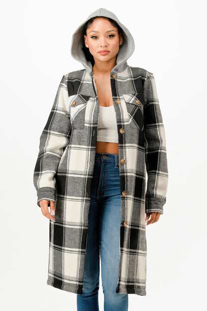 Hooded Plaid Coat - It's a Girly Place