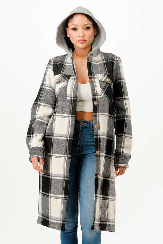 Hooded Plaid Coat - It's a Girly Place
