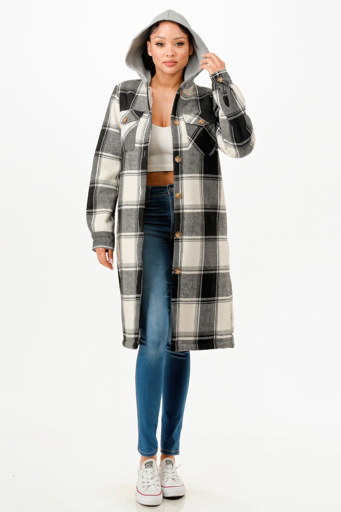 Hooded Plaid Coat - It's a Girly Place