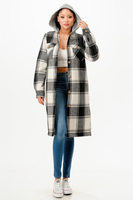 Hooded Plaid Coat - It's a Girly Place
