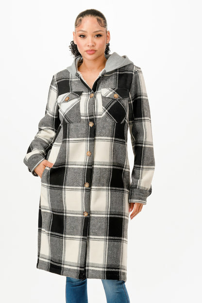 Hooded Plaid Coat - It's a Girly Place