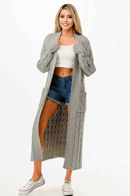 Cable Sweater Long Cardigan