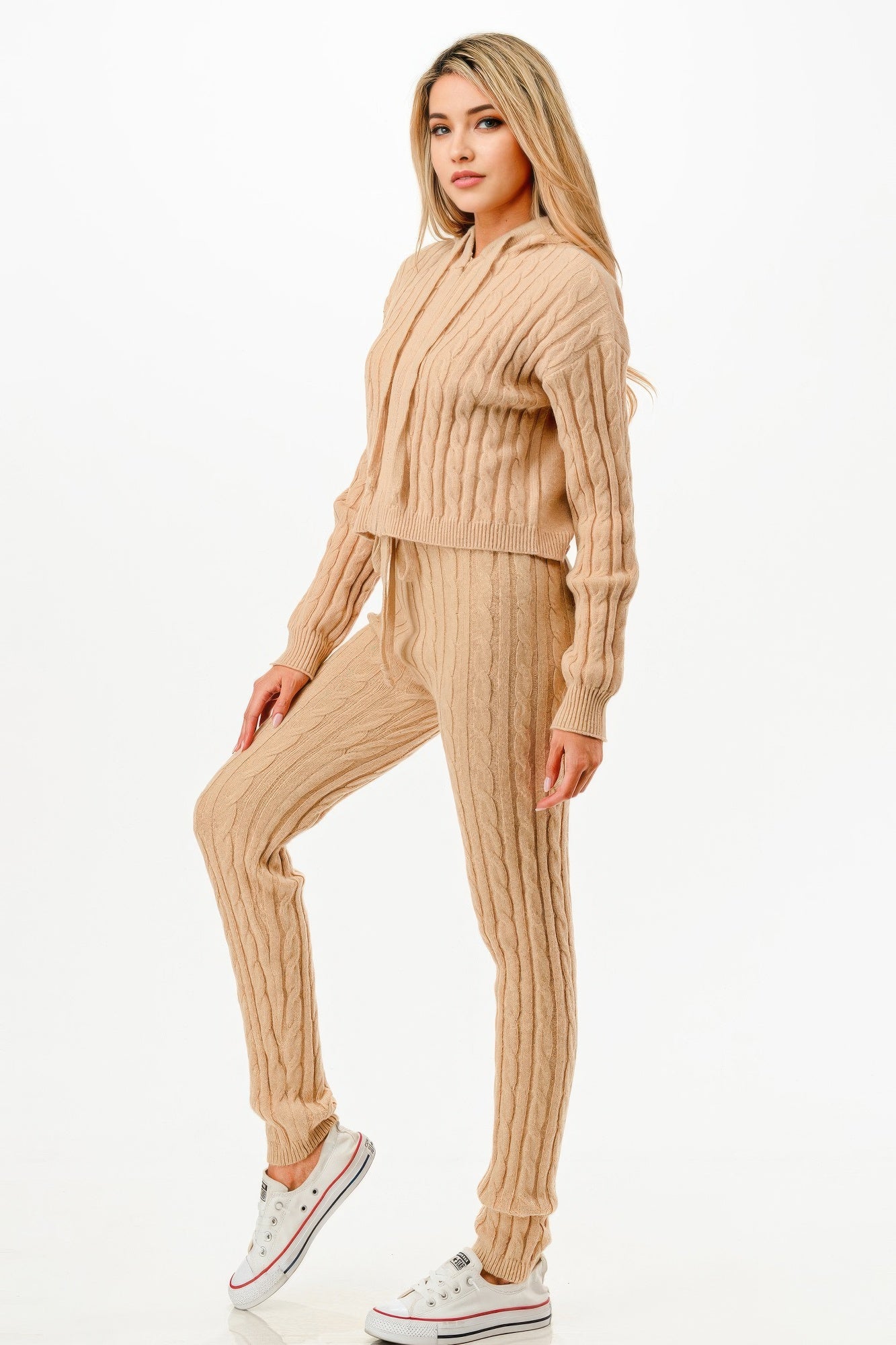 Cable Hoodie Sweater 2pcs Set - It's a Girly Place