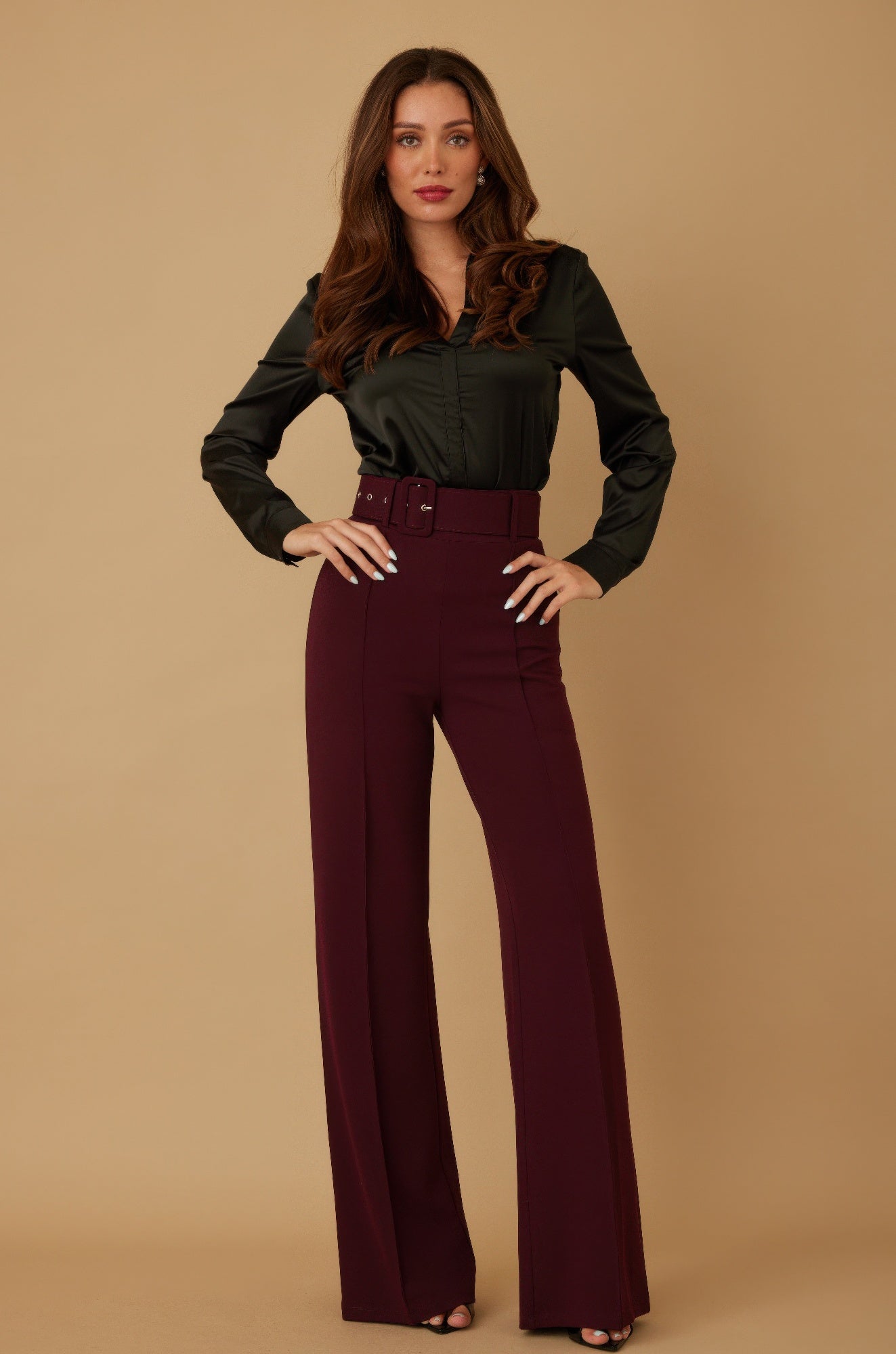 High Waist Pants With Buckle Belt - It's a Girly Place