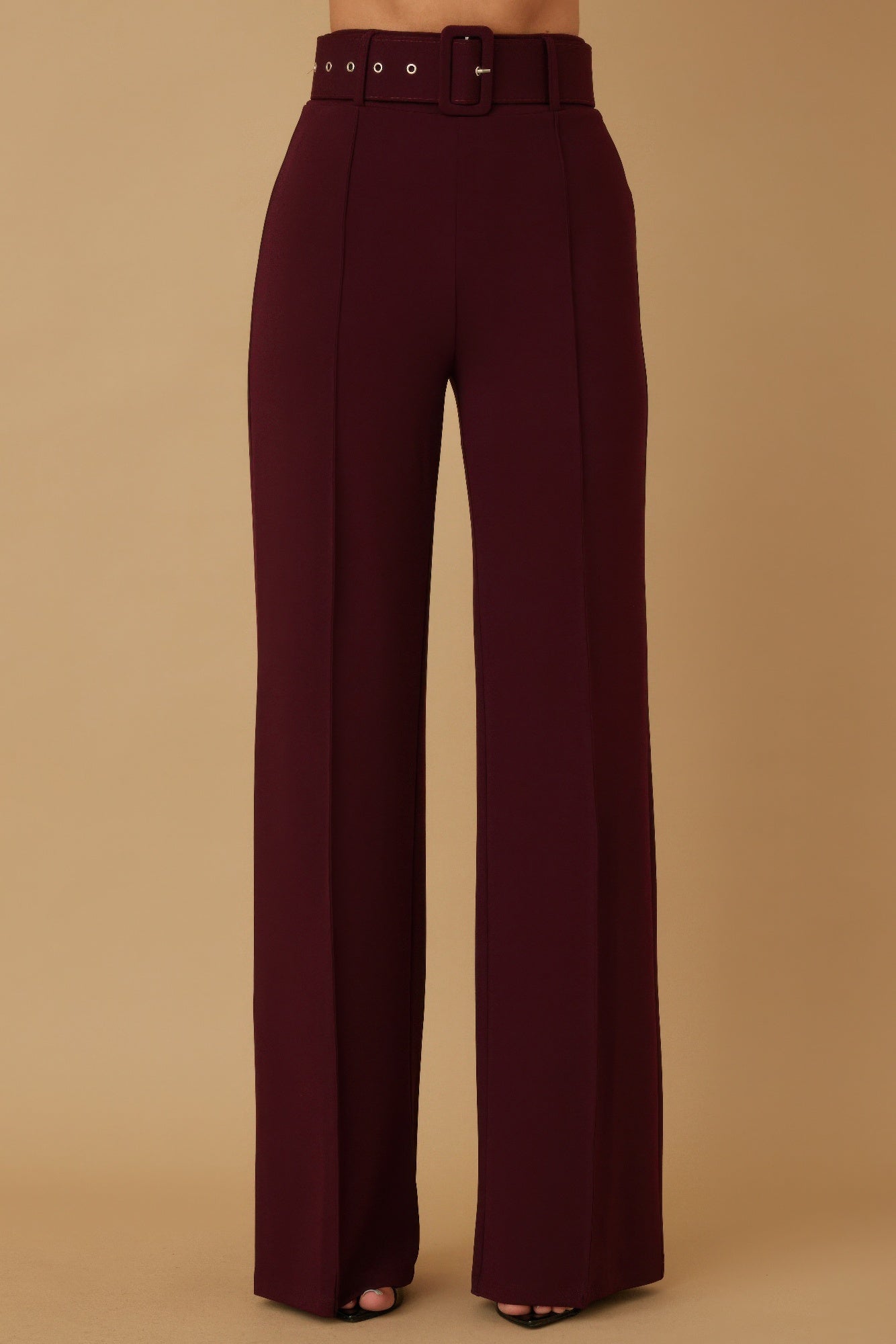 High Waist Pants With Buckle Belt - It's a Girly Place