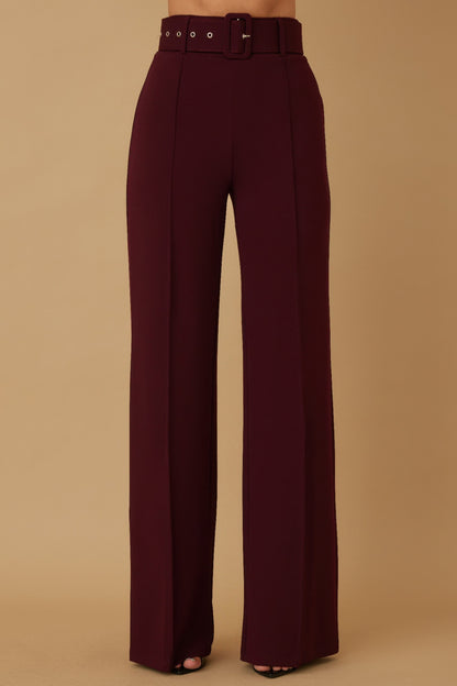 High Waist Pants With Buckle Belt - It's a Girly Place