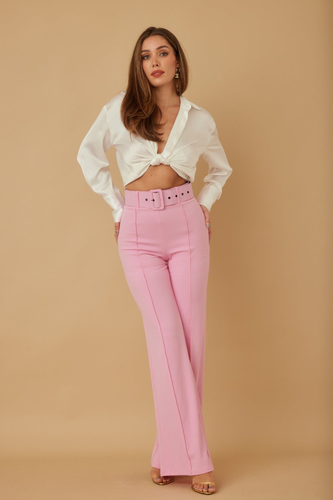 High Waist Pants With Buckle Belt - It's a Girly Place