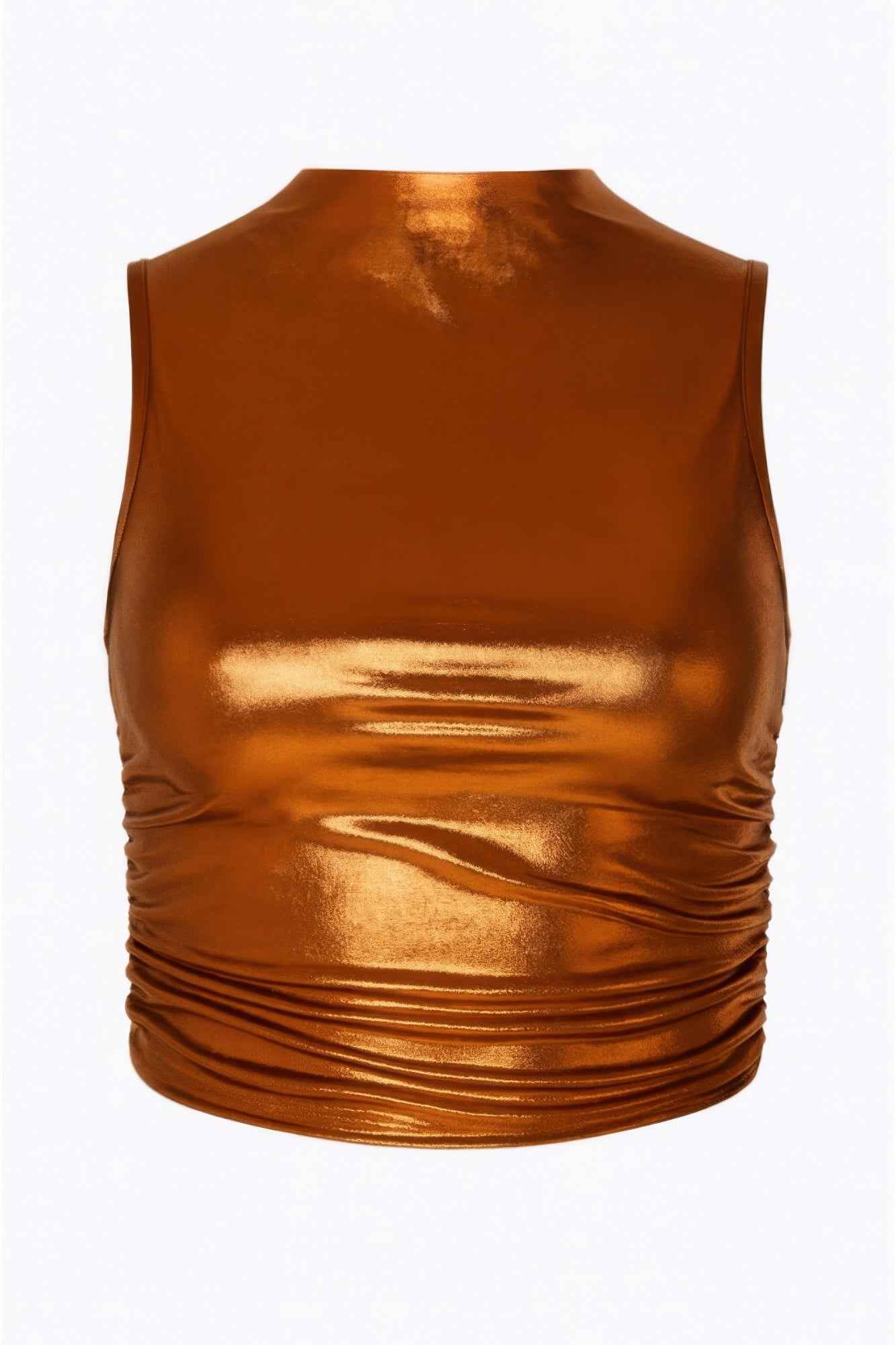 Metallic Mock Neck Crop Top
