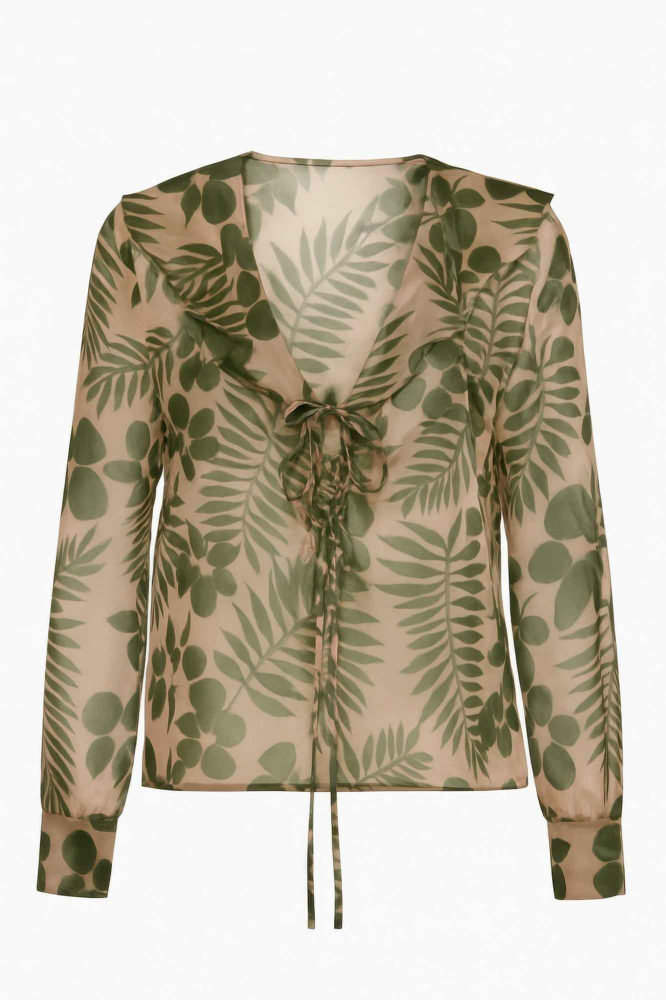 Leaf Printed Sheer Blouse