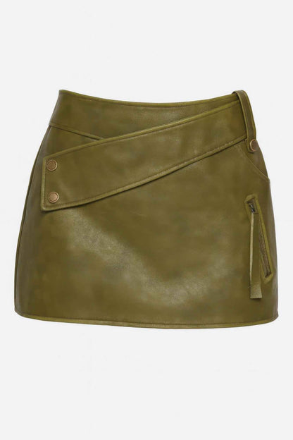Faux Leather Strap Mini Skirt