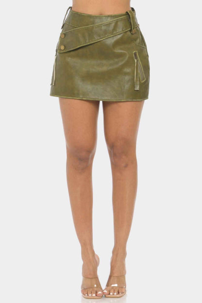 Faux Leather Strap Mini Skirt