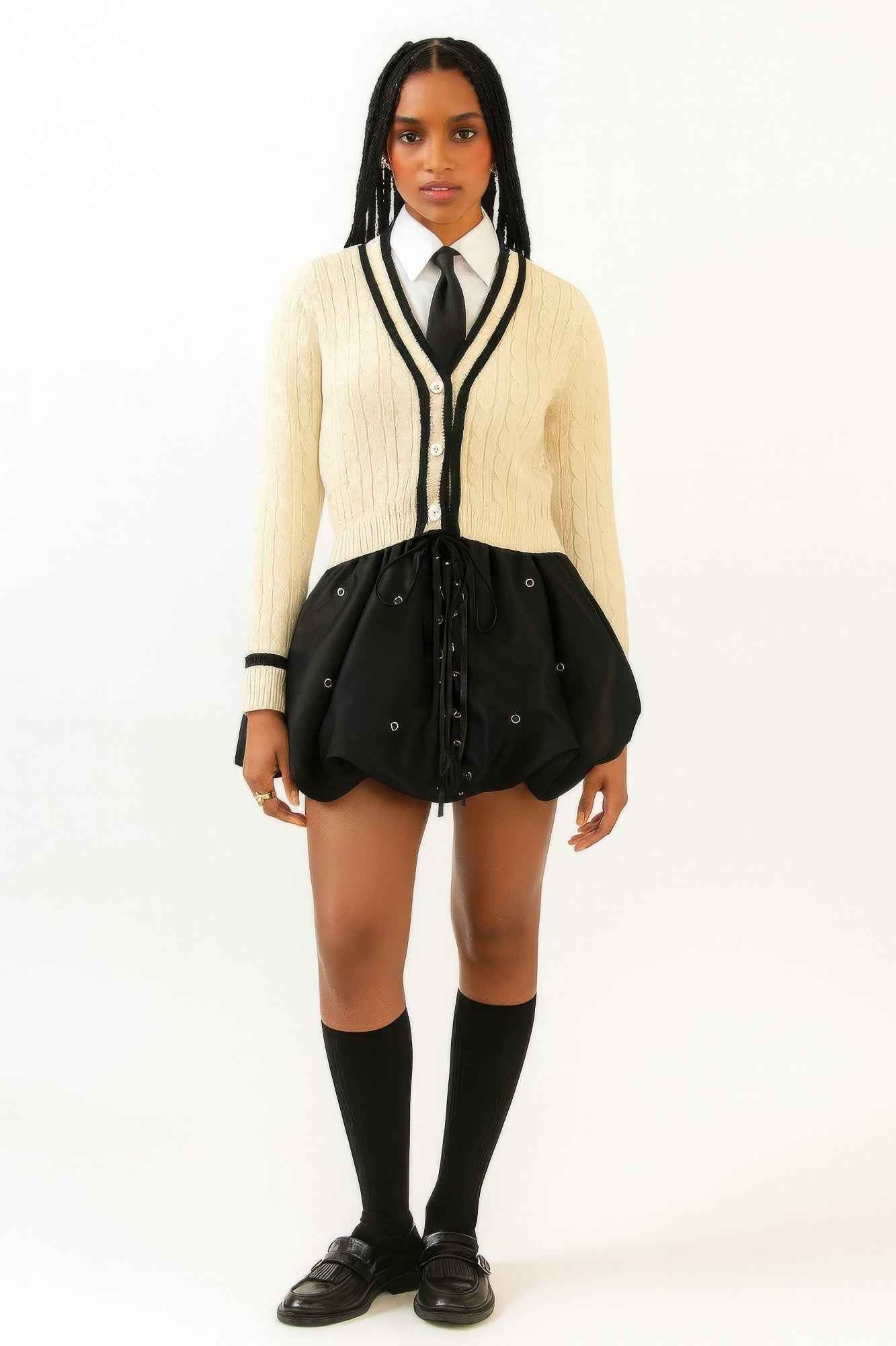 Bubble Lace Up Mini Skirt