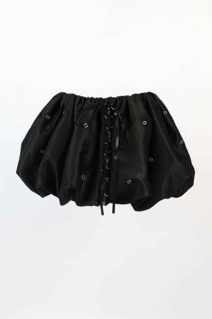 Bubble Lace Up Mini Skirt