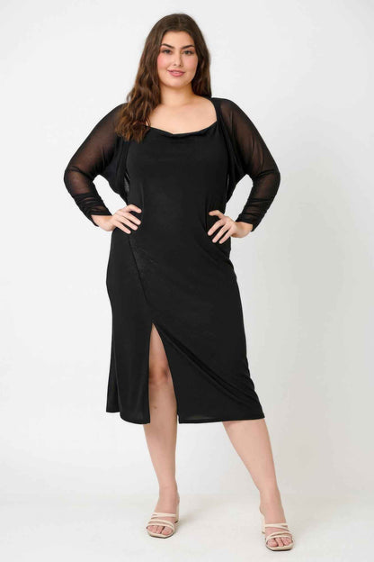 Plus Shimmer Midi Dress With Front Slit Dress Only
