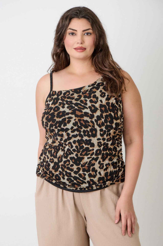 Plus Size Leopard Print Asymmetrical Cami Top