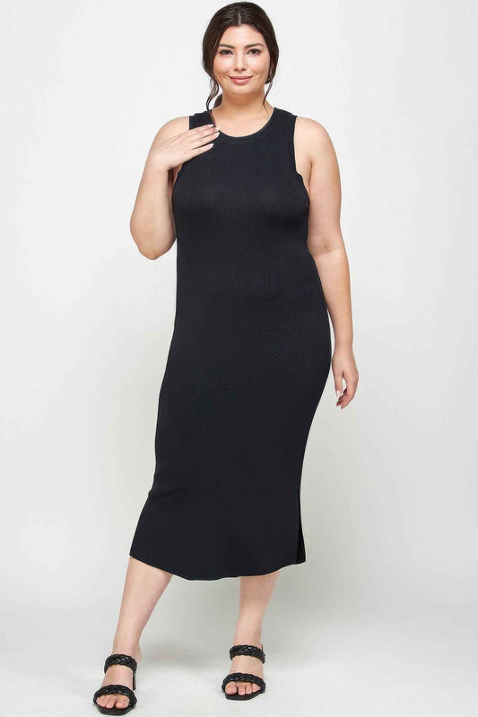 Plus Size Stretchy Racer Back Midi Dress