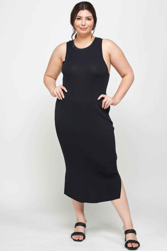 Plus Size Stretchy Racer Back Midi Dress