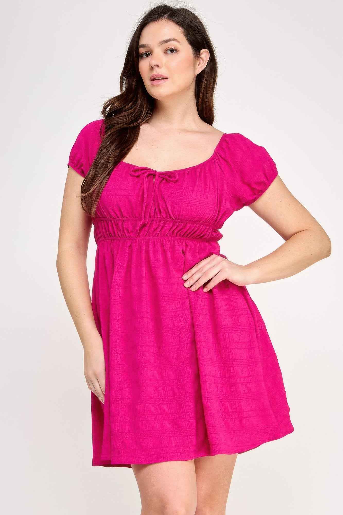 Plus Size Babydoll Bubble Check Dress